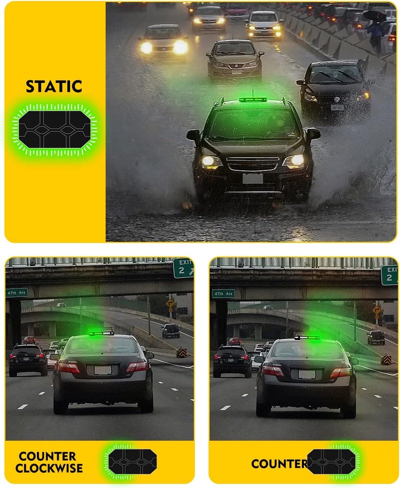 LUMENIX LED Rooftop Strobe Beacon Lights Bar w/Controller Magnetic Emergency Traffic Warning Safety Caution Flashing Light for Law Enforcement Vehicles Trucks Snowplow Cars - Green (Patent Design) - Image 5